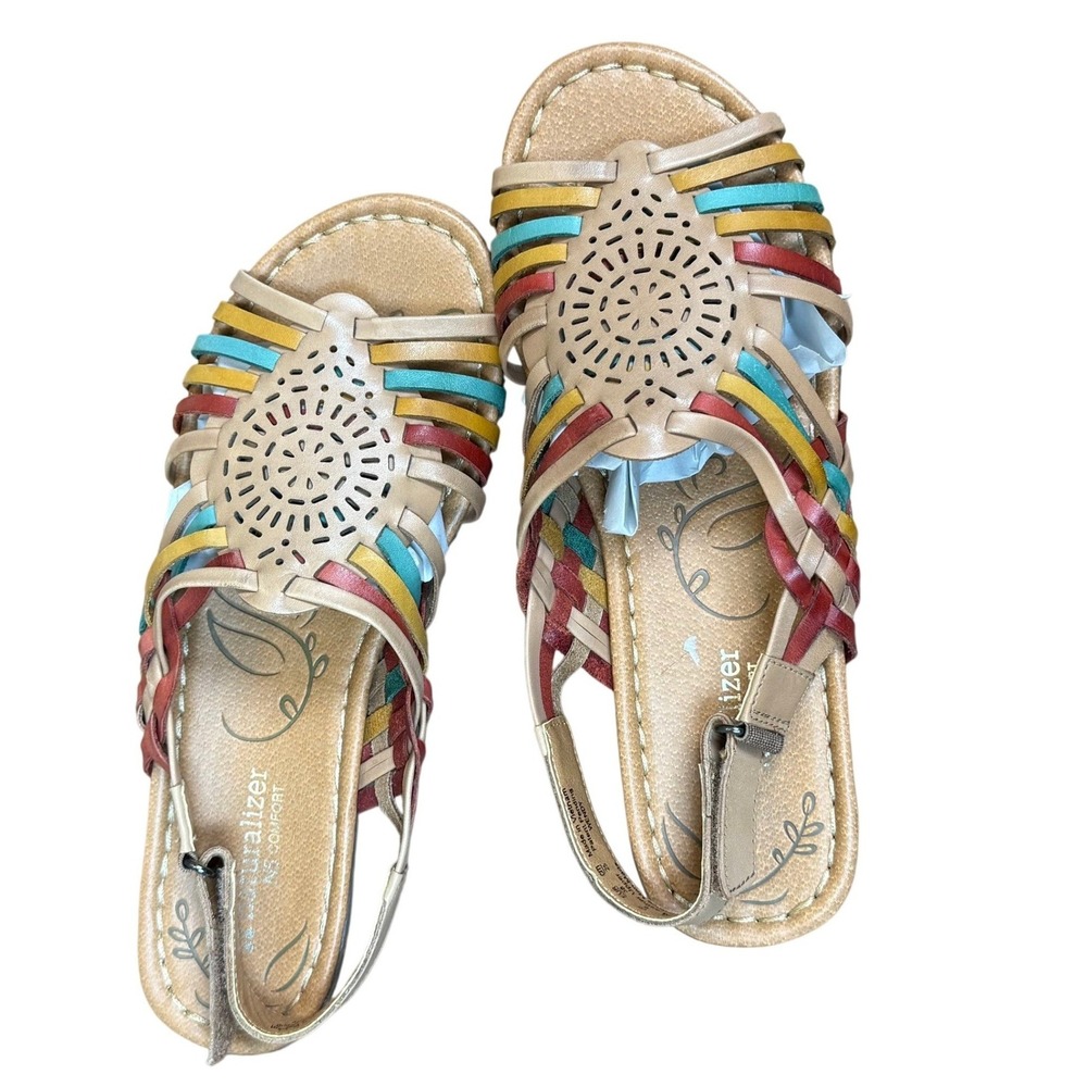 Naturalizer Wendy Womens 8M Multi Color Leather Woven Huarache Slingback Sandals